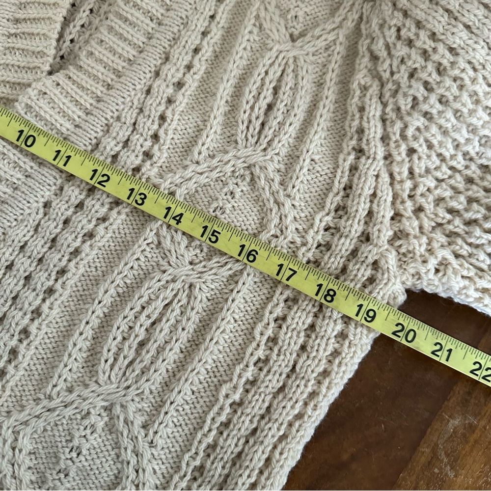 VTG‎ Gaelterra wool heavy knit fisherman cardigan sweater cream size EU 40 - Picture 7 of 12